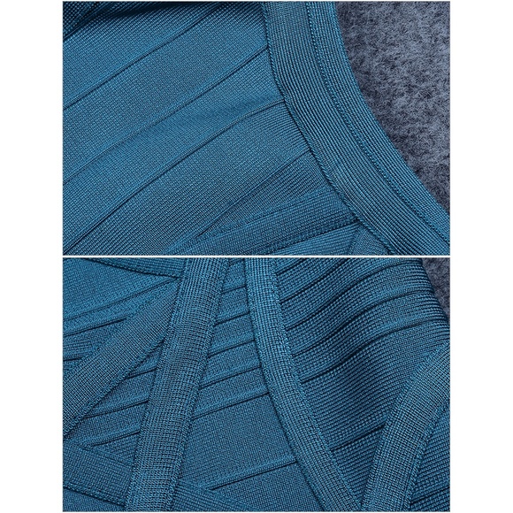 Bandage Strappy One Shoulder Bodycon Pencil Dress Blue - Picture 8 of 12